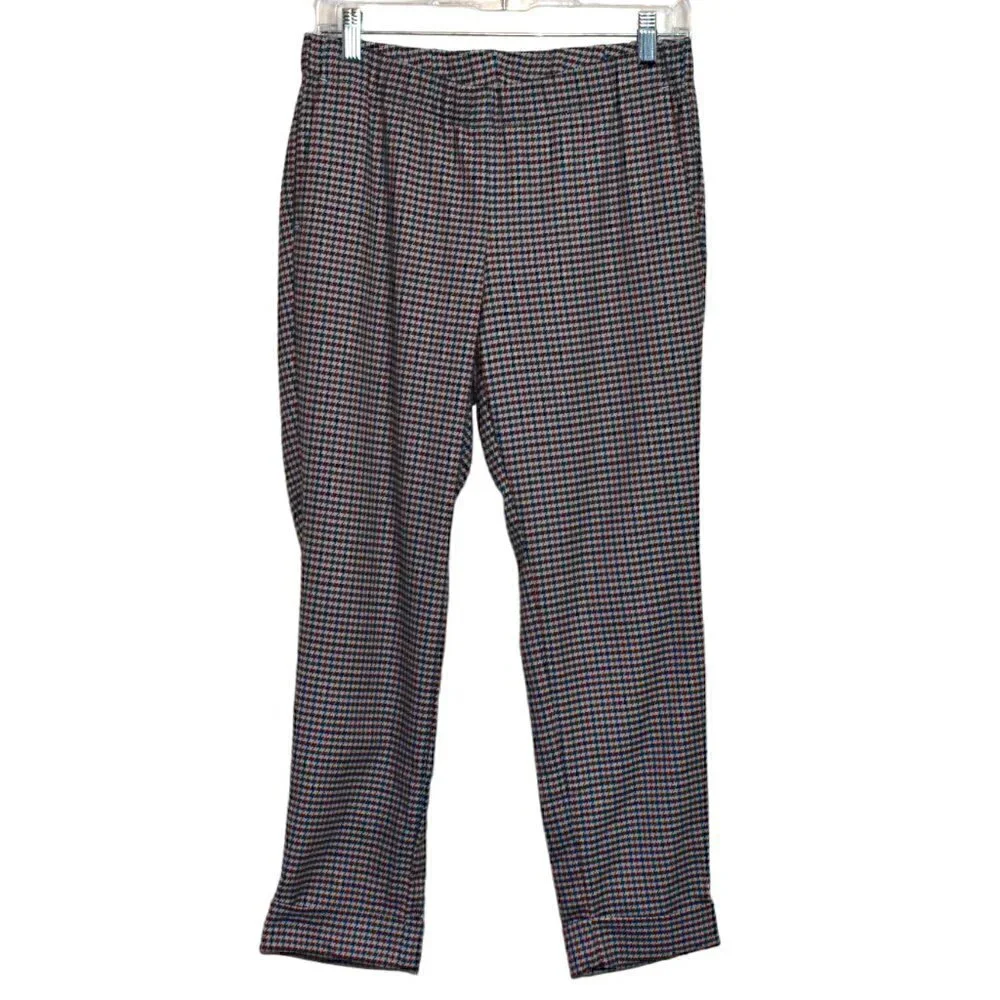 J. Jill Houndstooth Pull On Cuffed Hem Pants Size 8
